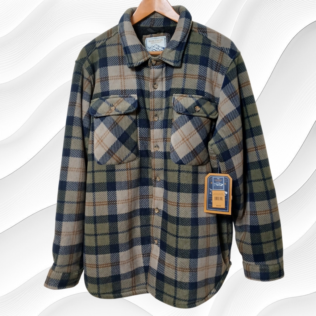 Bass Creek Plaid Sherpa Lined Fleece Shirt Jacket, Size Xl, 2 Lg. Pockets, Nwt